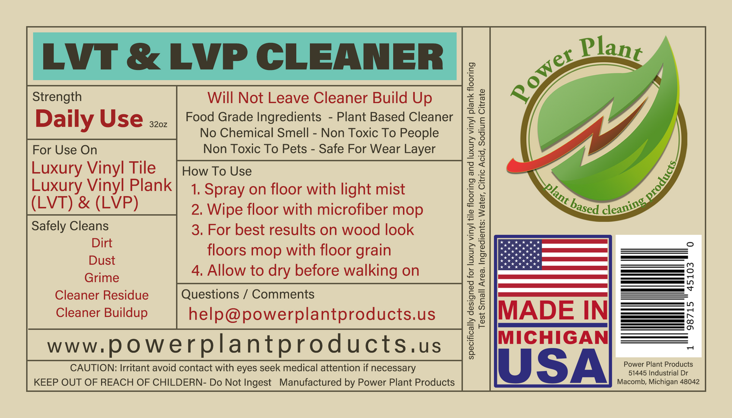 LVT & LVP Cleaner Commercial Spray Bottle (1 Case 12 Bottle)